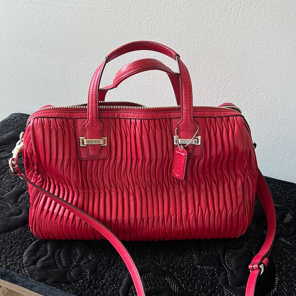 Red leather Coach Handbag